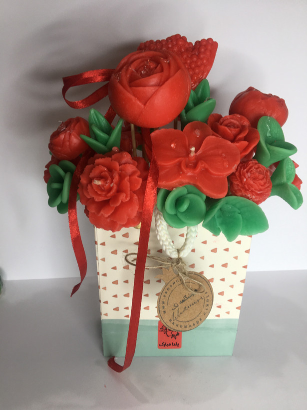 باکس گل شمع یلدایی با انار دستساز