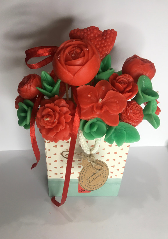باکس گل شمع یلدایی با انار دستساز